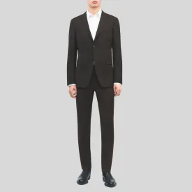 Plain Weave Wool Blend Suit - Brown