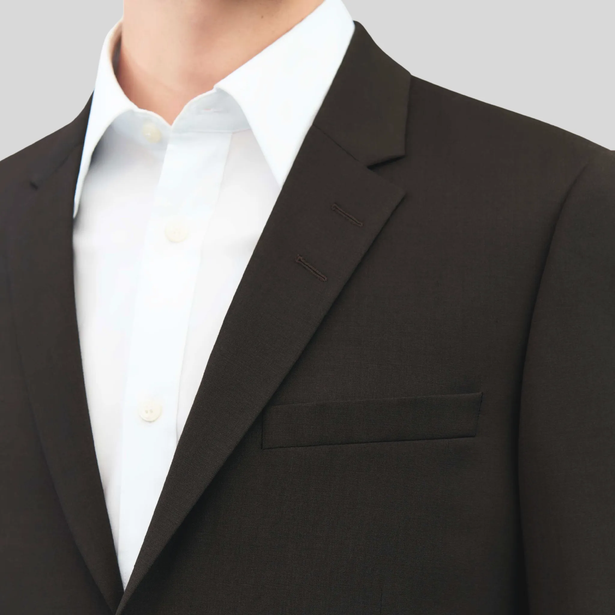 Plain Weave Wool Blend Suit - Brown