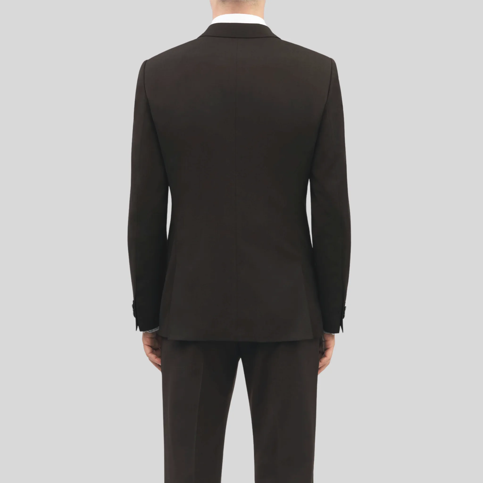 Plain Weave Wool Blend Suit - Brown