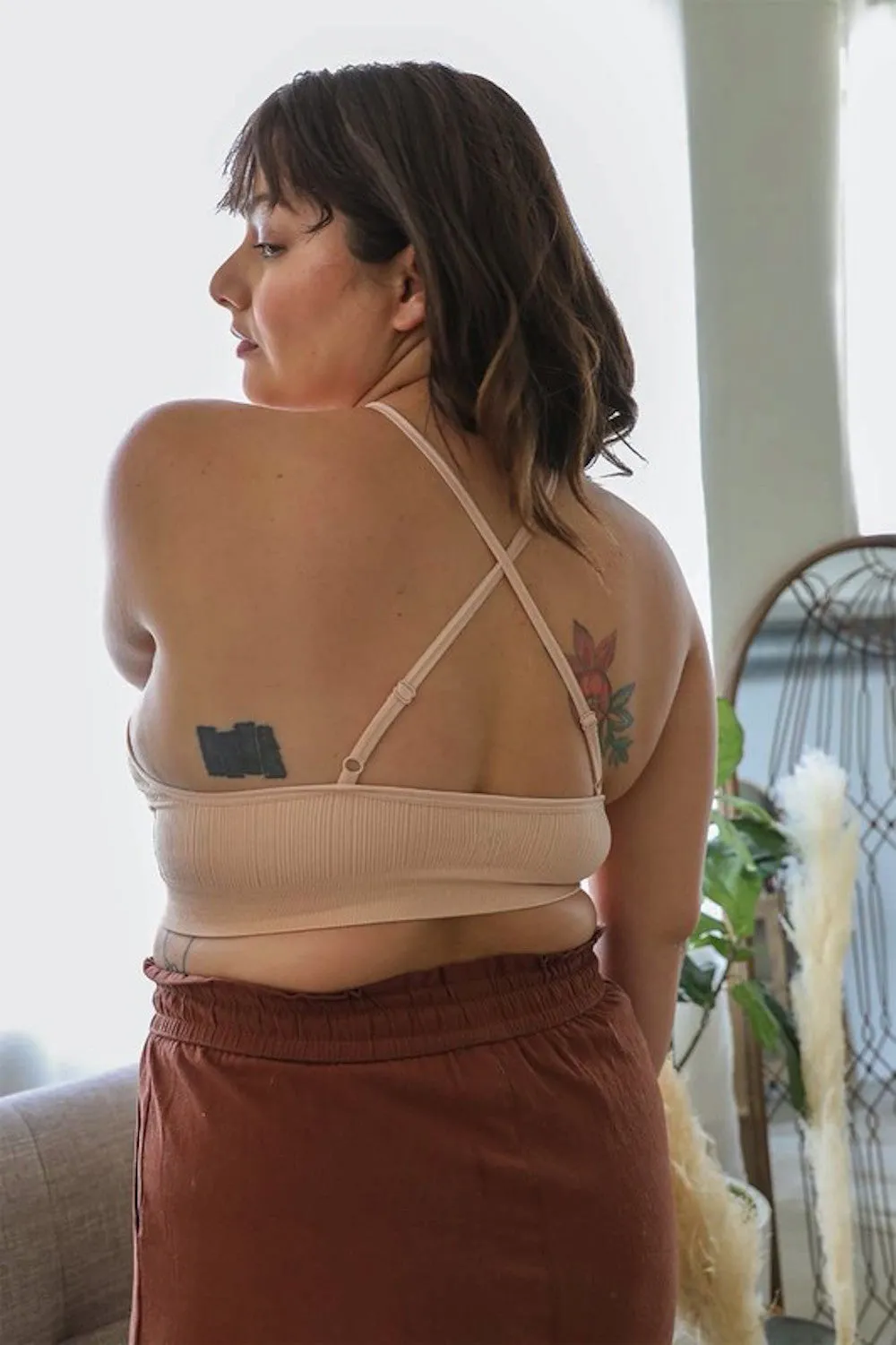 Plus Size Crochet Lace Halter Bralette Crop Top