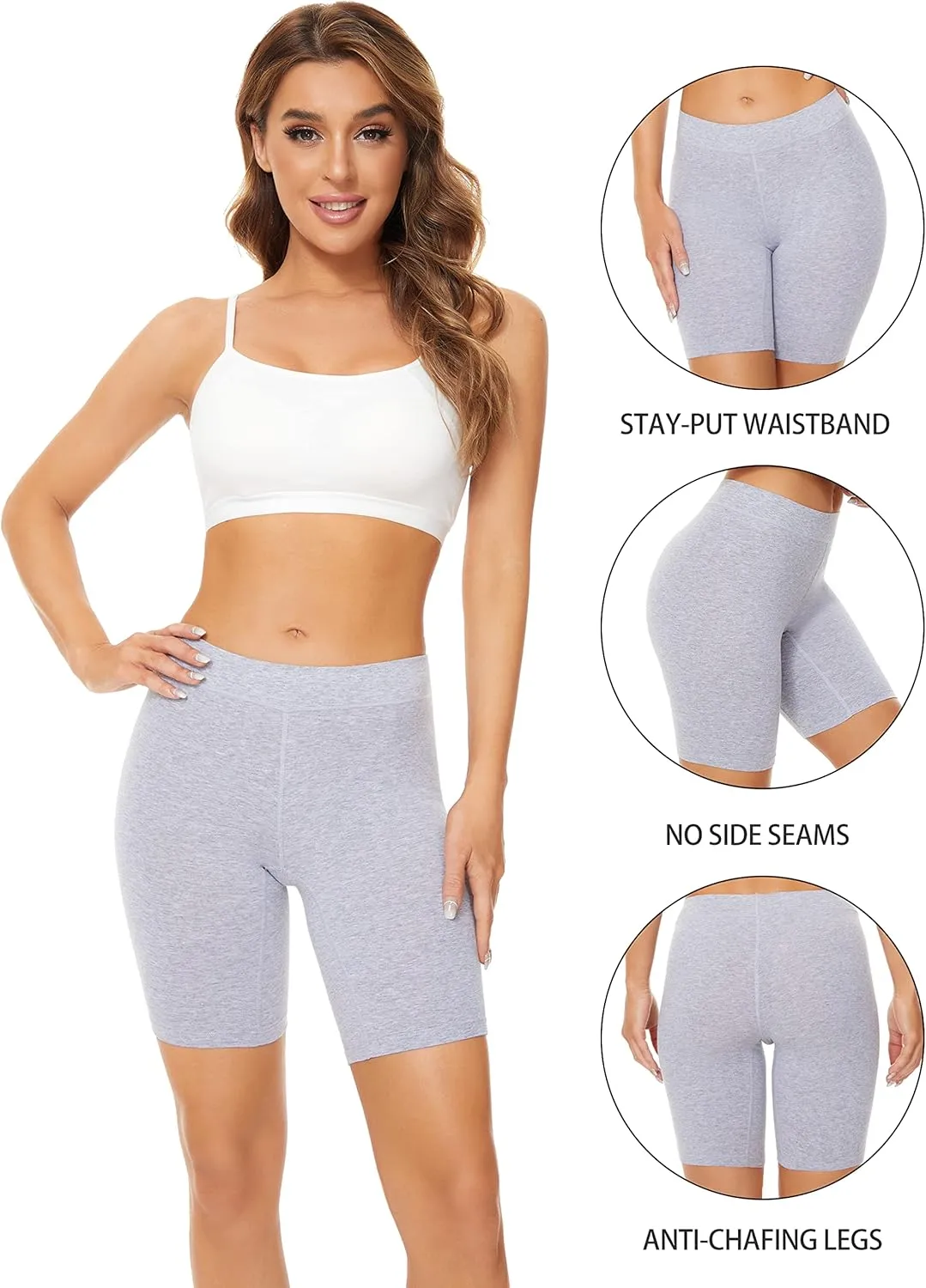 POKARLA 4 Pack Women's Cotton Underwear Boxer Shorts Anti Chafing Bike Shorts Boyshorts Panties Regular & Plus Size