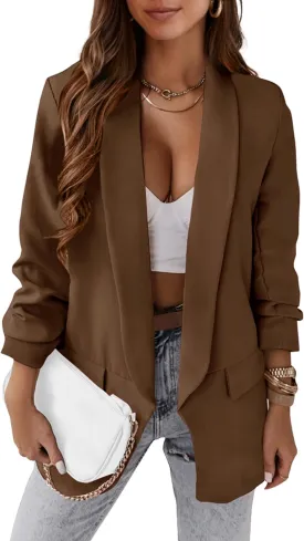 PRETTYGARDEN Womens Casual Blazer 2025 Spring Fall Fashion Long Sleeve Open Front Work Office Suit Jackets
