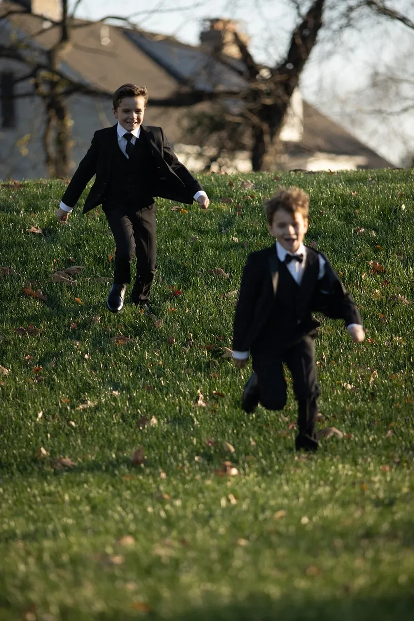 "Premium" Kids Black 5-Piece Wool Blend Suit