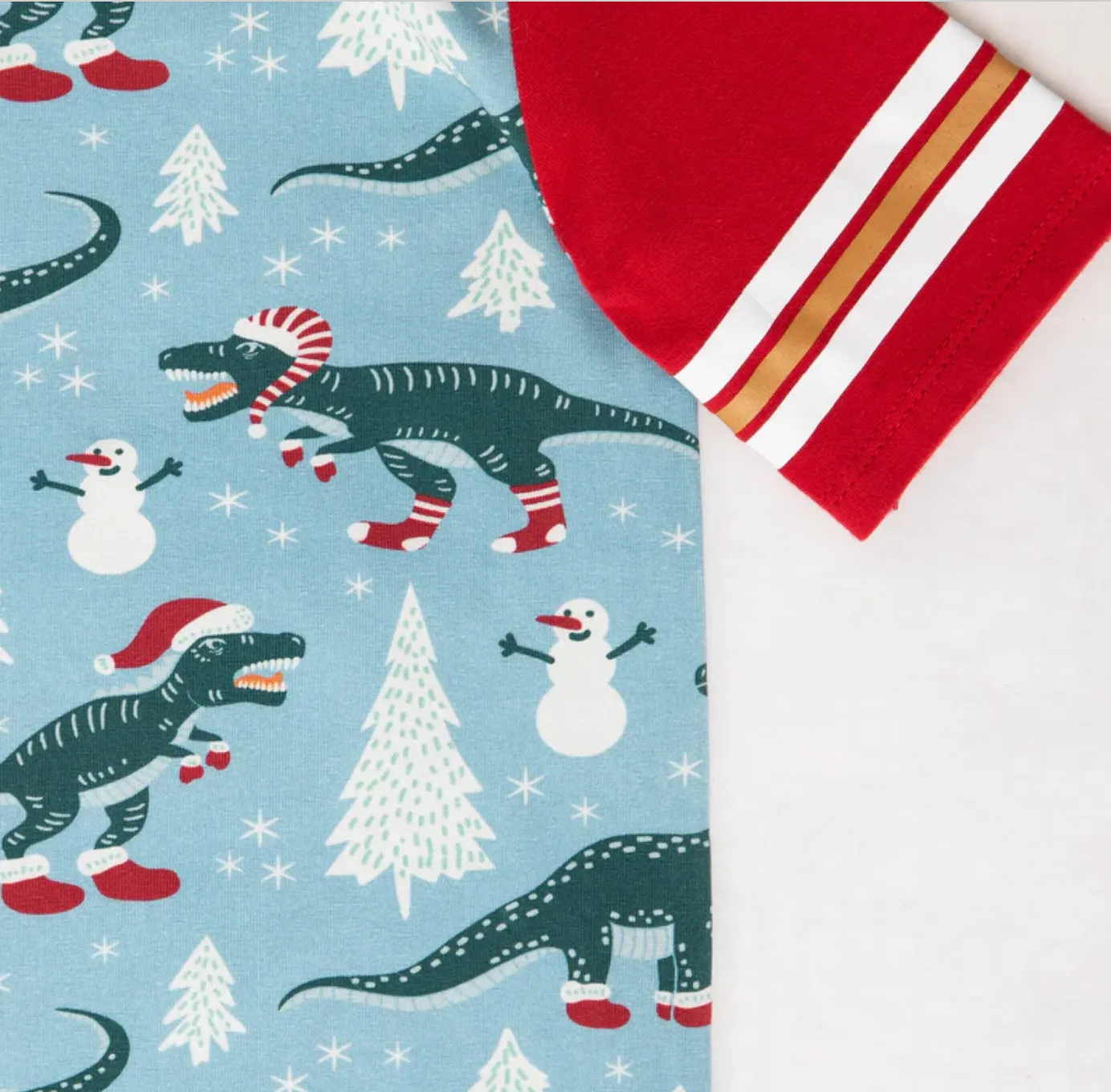 Rags - Retro Short Sleeve Hooded Rag Romper in Holiday Dinos
