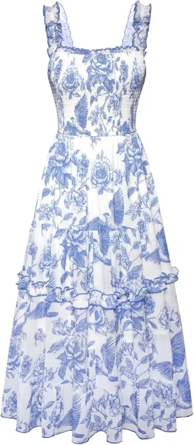 Scarlet Darkness Cottagecore Dresses for Women 2025 Smocked Floral Dress Flowy Sundress