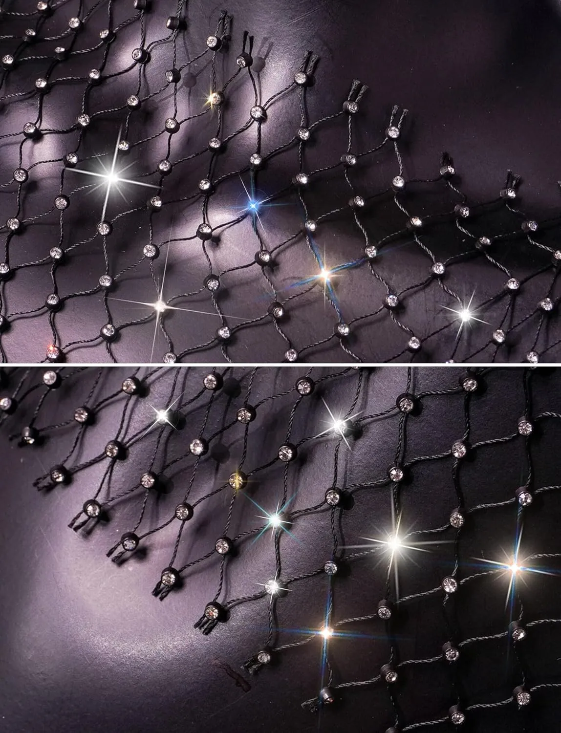 SEAUR Women's Sexy Fishnet Rhinestone Shirt See Through Hollow Out Mesh Cover up Sparkle Party Club Crop Tops