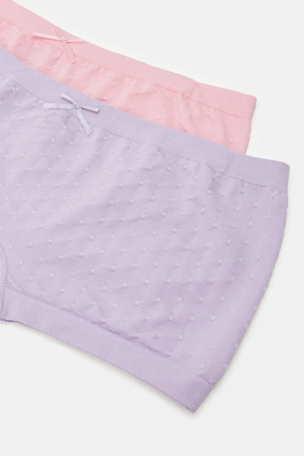 Senior Girls Purple And Pink Jacquard Boyshort Brief (Pack of 2)