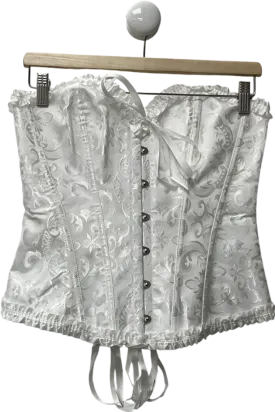 SHEIN White Palace Corset Top, Tight-fitting Abdominal Body Shaper Bustier & Thong UK L