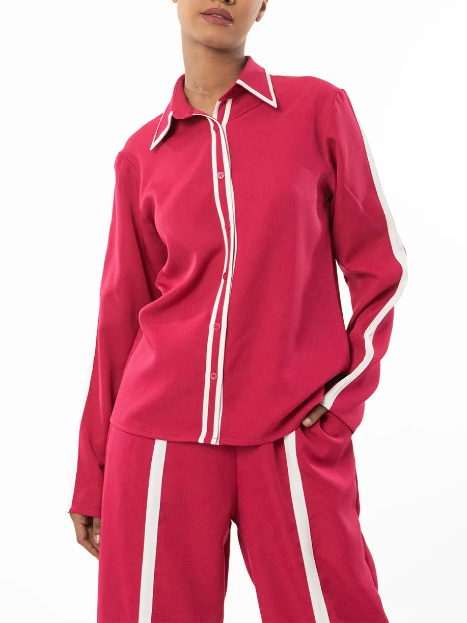 Sophisticated Stripped Long Sleeve Pink Co Ord Set