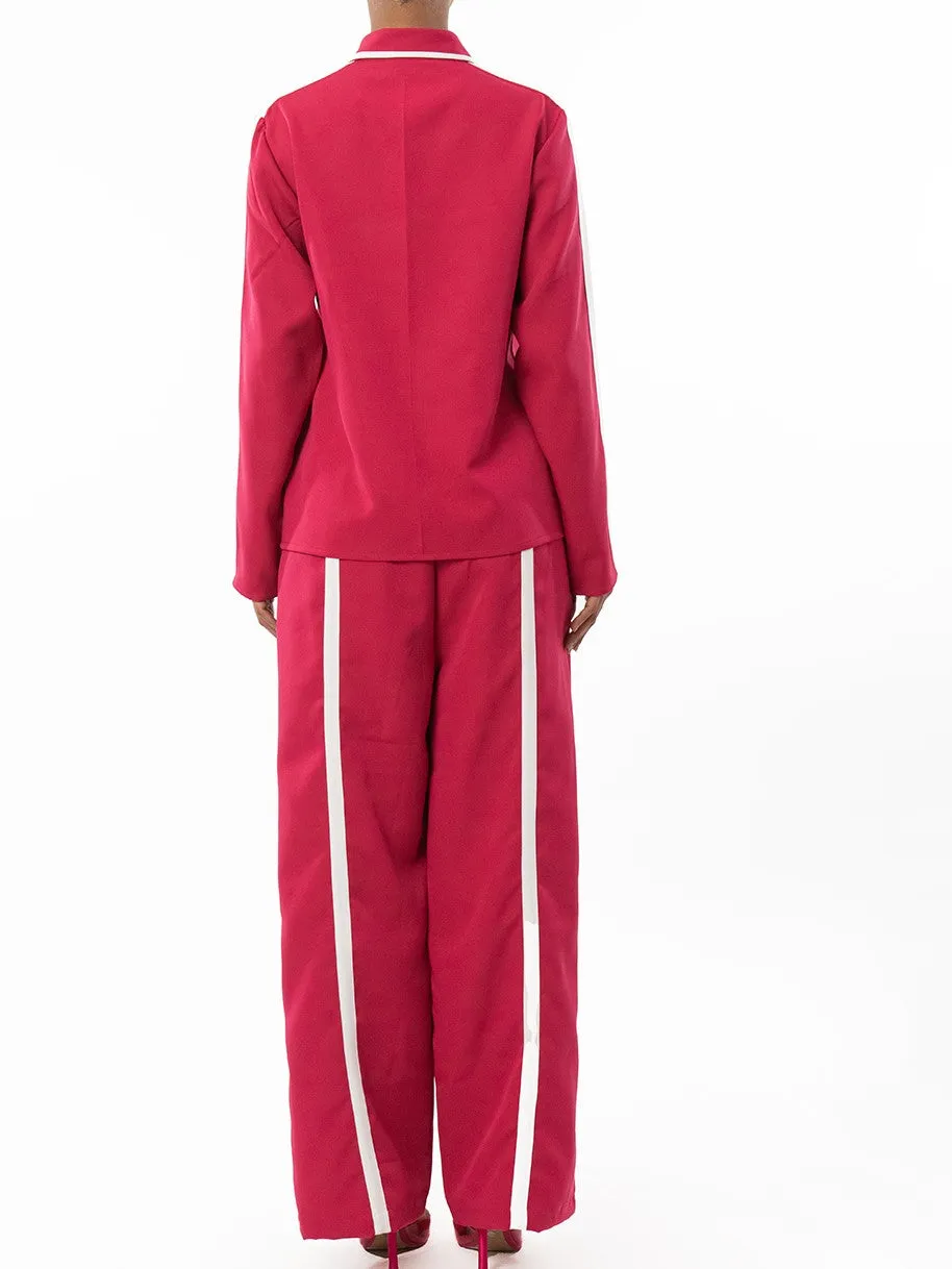 Sophisticated Stripped Long Sleeve Pink Co Ord Set