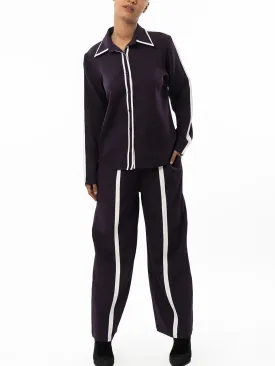 Sophisticated Stripped Long Sleeve Purple Co Ord Set