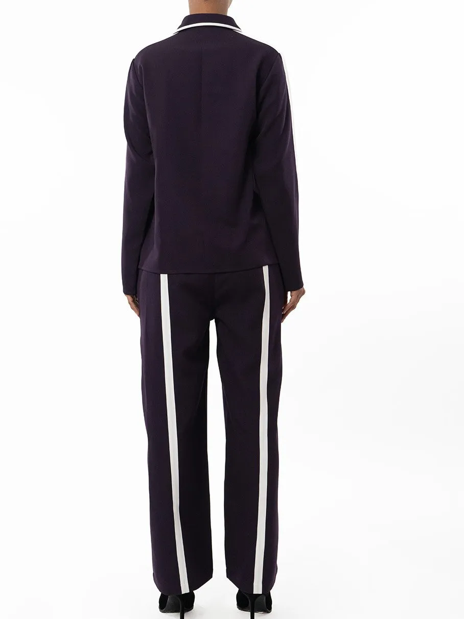 Sophisticated Stripped Long Sleeve Purple Co Ord Set
