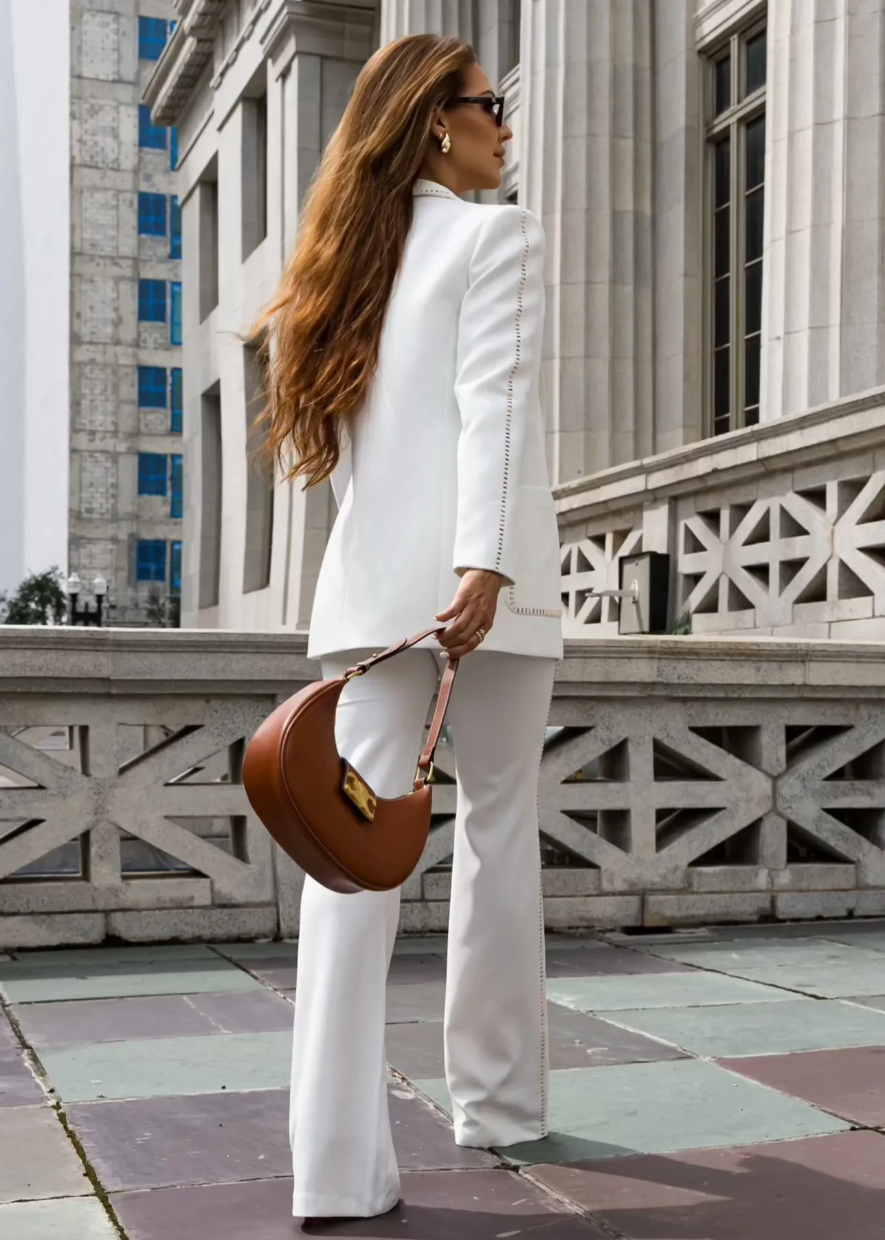 Tailored Blazer & Pants Suit Set - Royal White