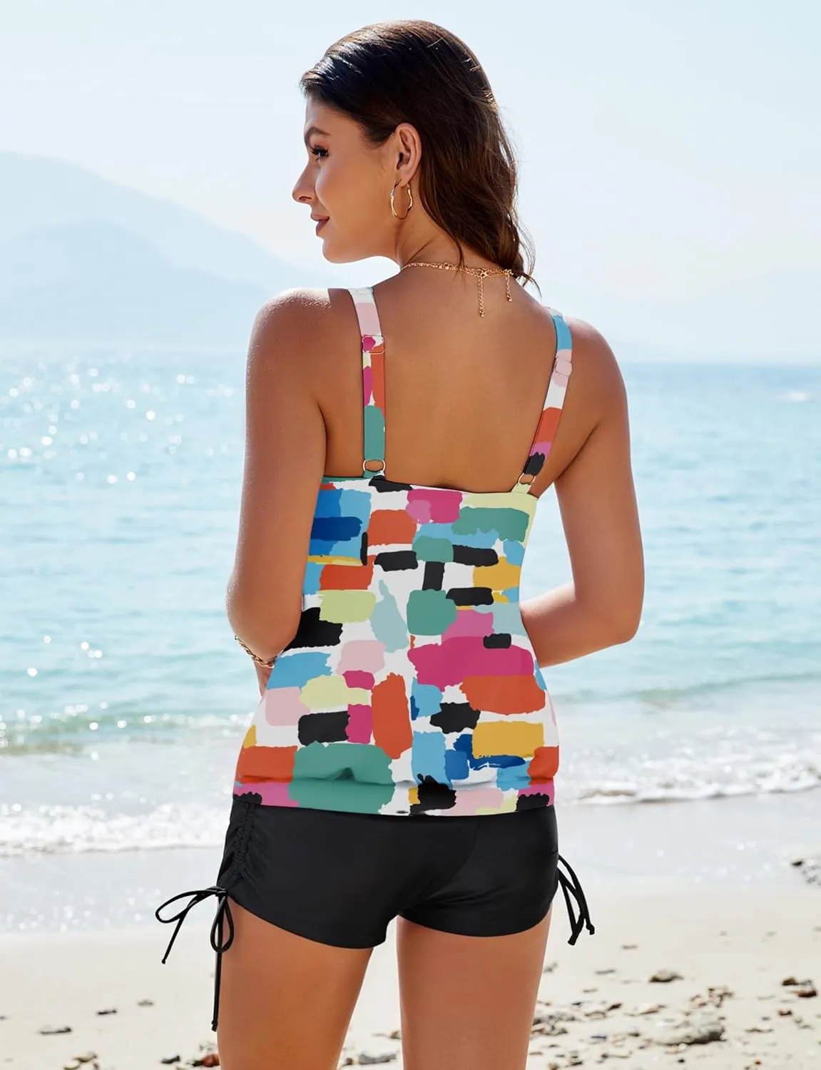 Tankini Swimsuits Womens 3 Piece Swimsuit with Tank Top Tummy Control Boyshorts Sports Bra Bathing Swim Suit 2025