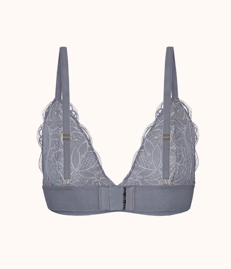 The Long-Lined Lace Bralette: Smoke