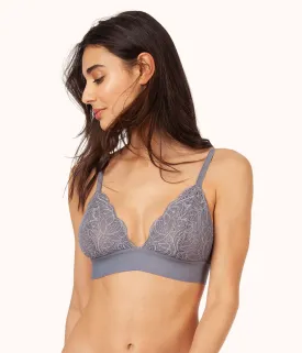 The Long-Lined Lace Bralette: Smoke