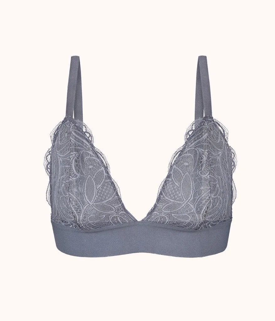 The Long-Lined Lace Bralette: Smoke