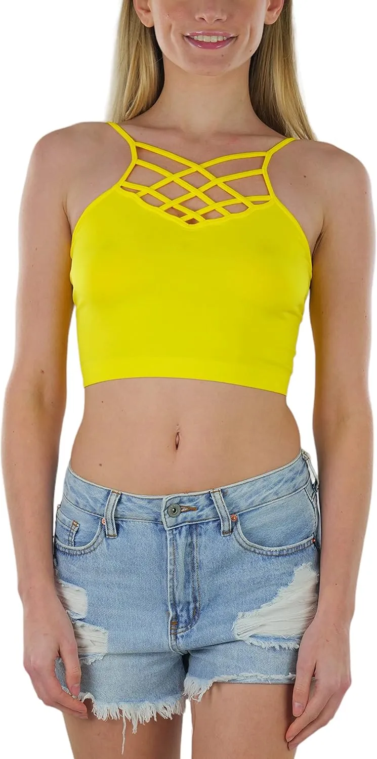 ToBeInStyle Women's Strappy Caged Layering Bralette Wire Free Lightweight Stretch Fit