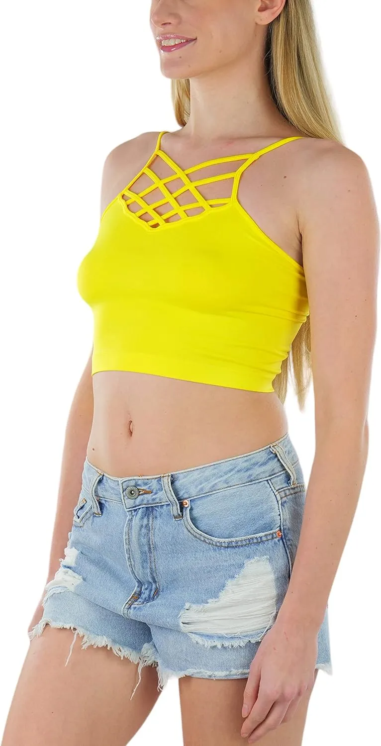 ToBeInStyle Women's Strappy Caged Layering Bralette Wire Free Lightweight Stretch Fit