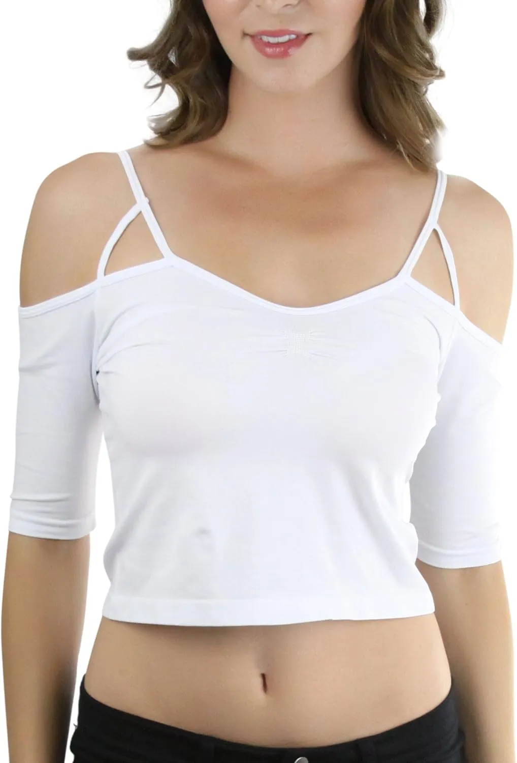 ToBeInStyle Women's Strappy Caged Layering Bralette Wire Free Lightweight Stretch Fit