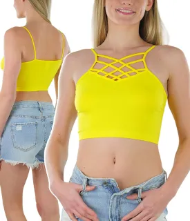 ToBeInStyle Women's Strappy Caged Layering Bralette Wire Free Lightweight Stretch Fit