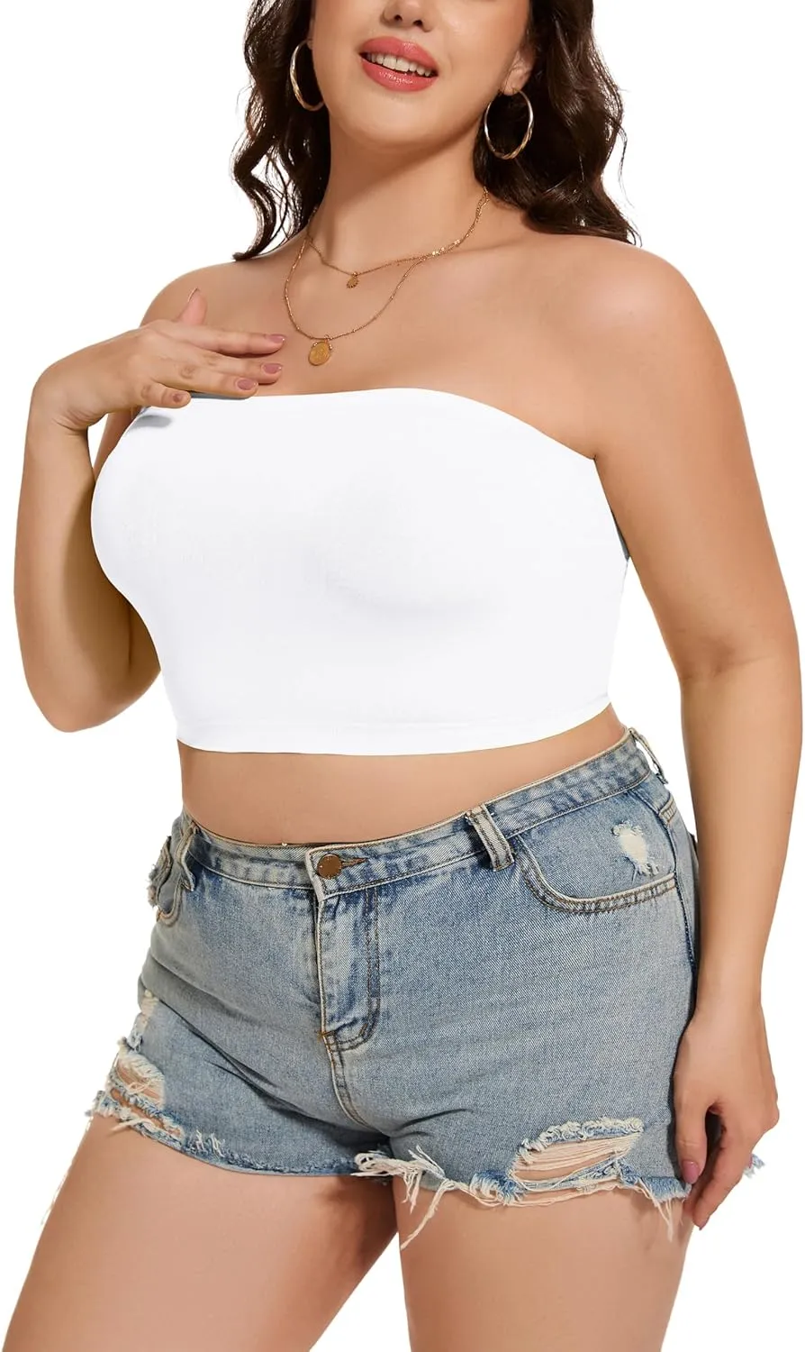 Tube Tops for Women Summer Crop Top Basic Casual Bandeau Going Out Strapless Short Shirt