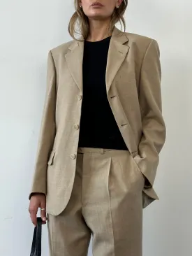 Vintage Single Breasted Wool Linen Blend Suit - 36R/W31