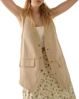 Women Western Baggy Denim Vest Button Down Sleeveless Back Slit Distressed Jean Jacket Vintage Long Denim Vest