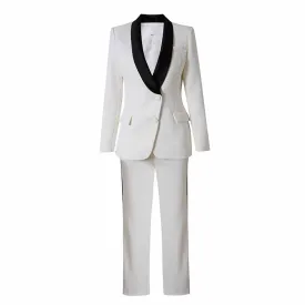 Women's 2 Piece Suit White Wedding Set Slim Fit Blazer Pants Suit