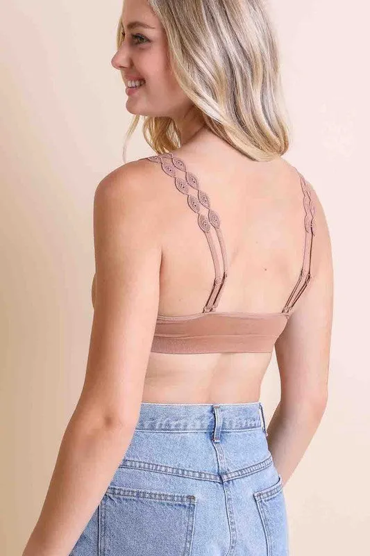 Women's Boho Lace Adjustable Bralette with Removable Padding