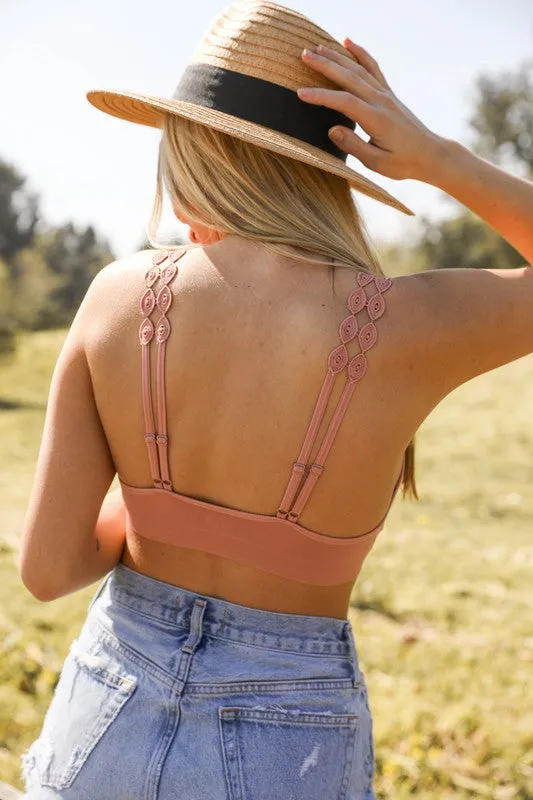 Women's Boho Lace Adjustable Bralette with Removable Padding