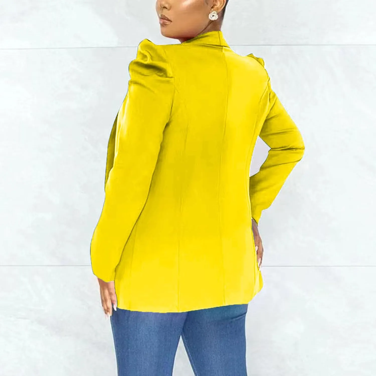 Women's Dressy Blazer Open Front Blazer Plus Size Business Casual Cardigan Blazer Puff Sleeve Blazer Jacket Outerwear