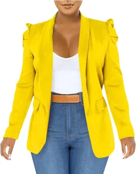 Women's Dressy Blazer Open Front Blazer Plus Size Business Casual Cardigan Blazer Puff Sleeve Blazer Jacket Outerwear