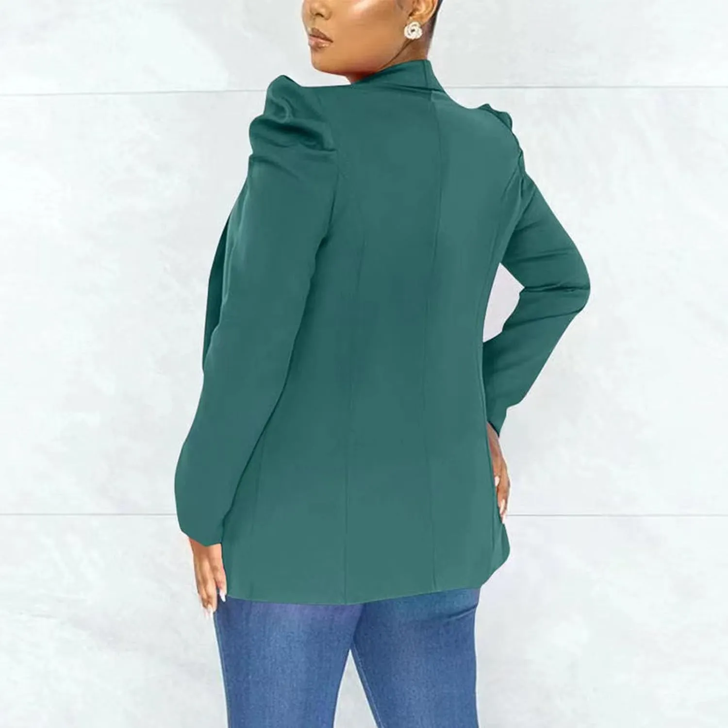 Women's Dressy Blazer Open Front Blazer Plus Size Business Casual Cardigan Blazer Puff Sleeve Blazer Jacket Outerwear
