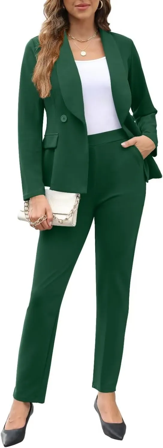 Women's Fall Business Pant Suit Long Sleeve Formal 2 Piece Blazer Set Casual Office Work Outfits 2024