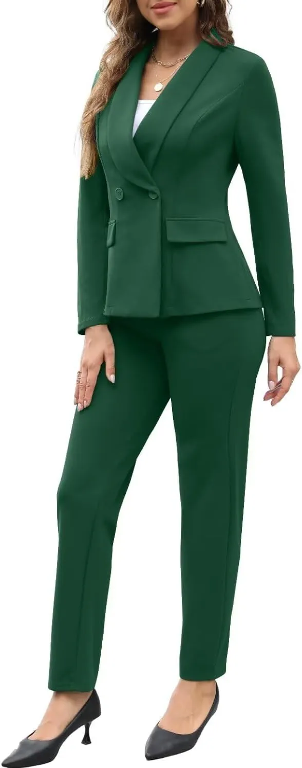 Women's Fall Business Pant Suit Long Sleeve Formal 2 Piece Blazer Set Casual Office Work Outfits 2024