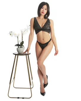Women's Fleur Lace Bralette & Matching G-String Set