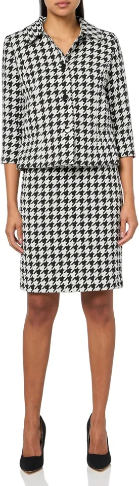 Women's Four Button Boxy Blazer & Skirt, 2pc Set