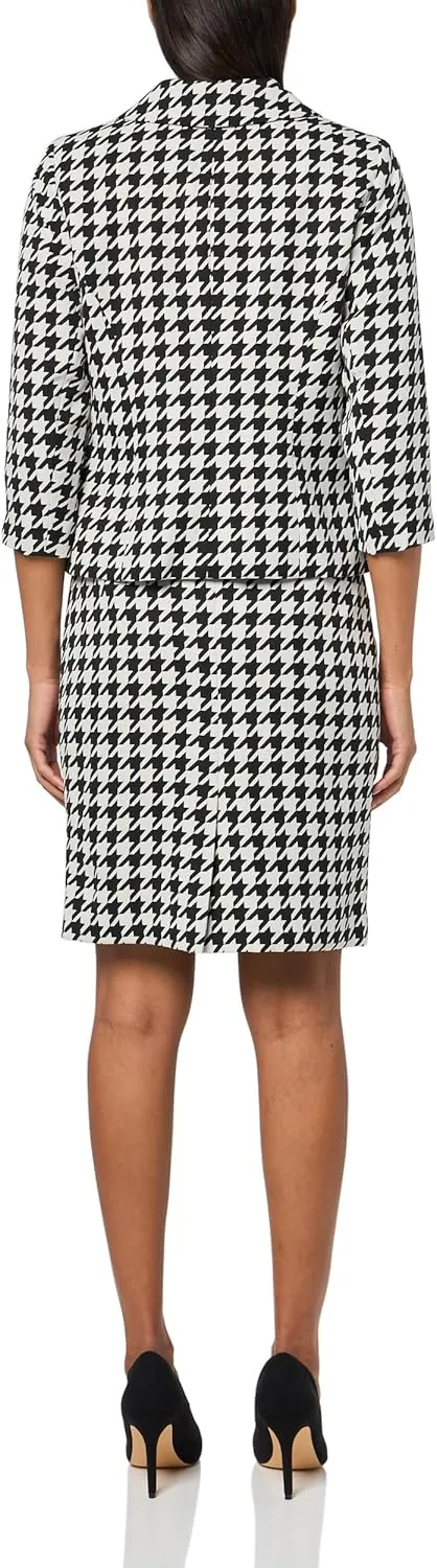 Women's Four Button Boxy Blazer & Skirt, 2pc Set