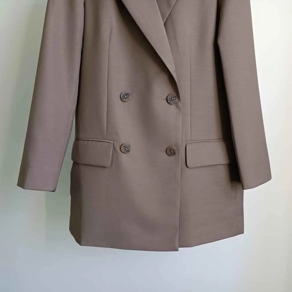 Women's Suit Blazer Peak Lapel Speech Tuxedos Jacket Double Breasted Buttons Coat