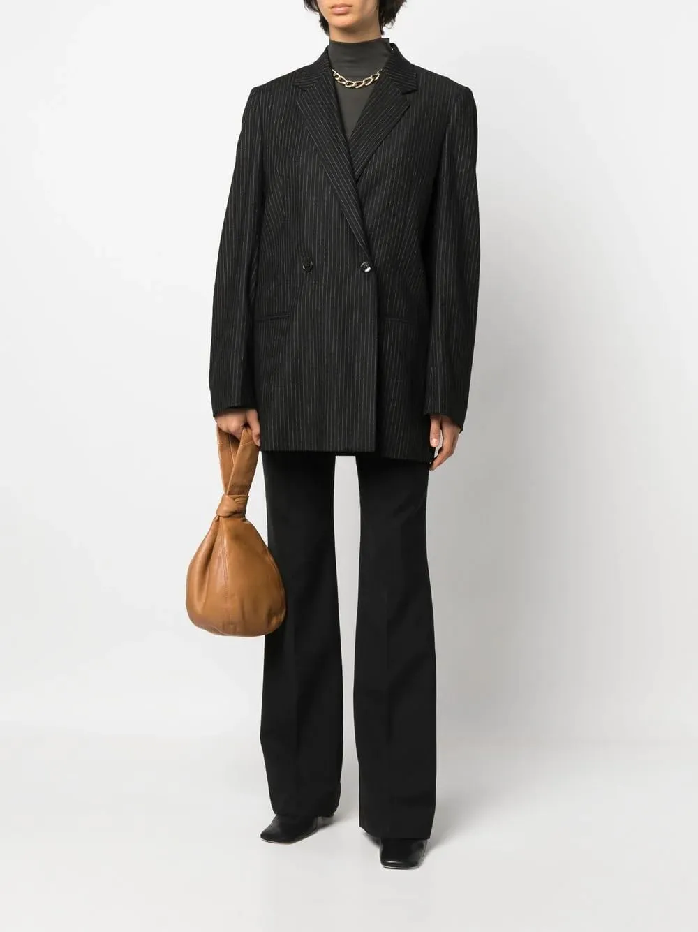 Women's Two Pieces Suit Pinstripe Jacket with Solid Pants Double Breasted Casual Party Outfits