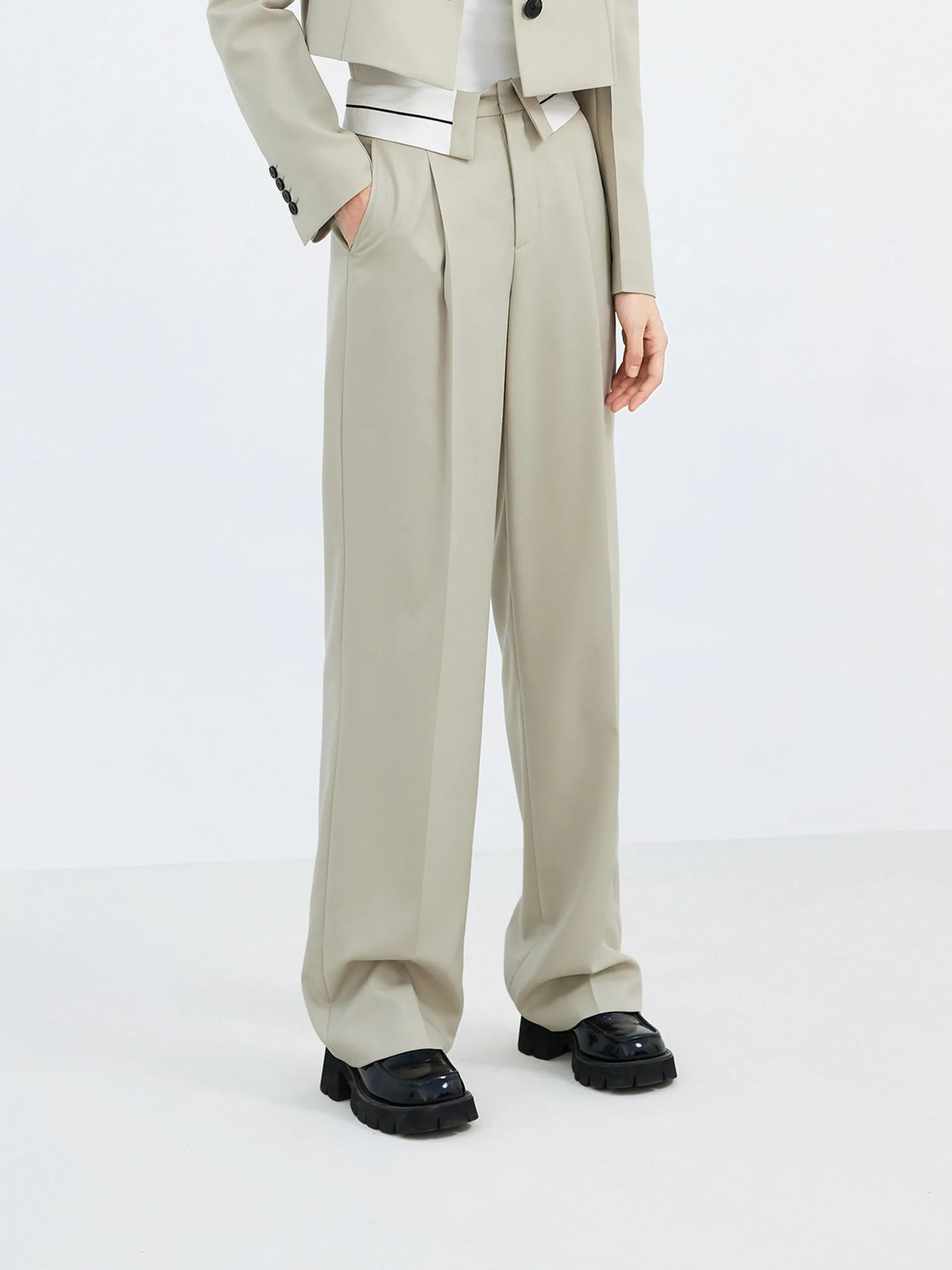 Wool blend Straight Suit Pants