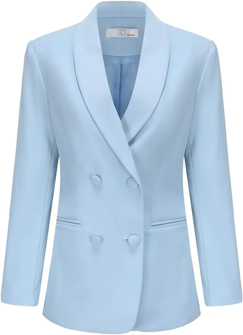 YYNUDA Women's Business Suit Set Double Breasted 2 Piece Office Work Blazer Pantsuit